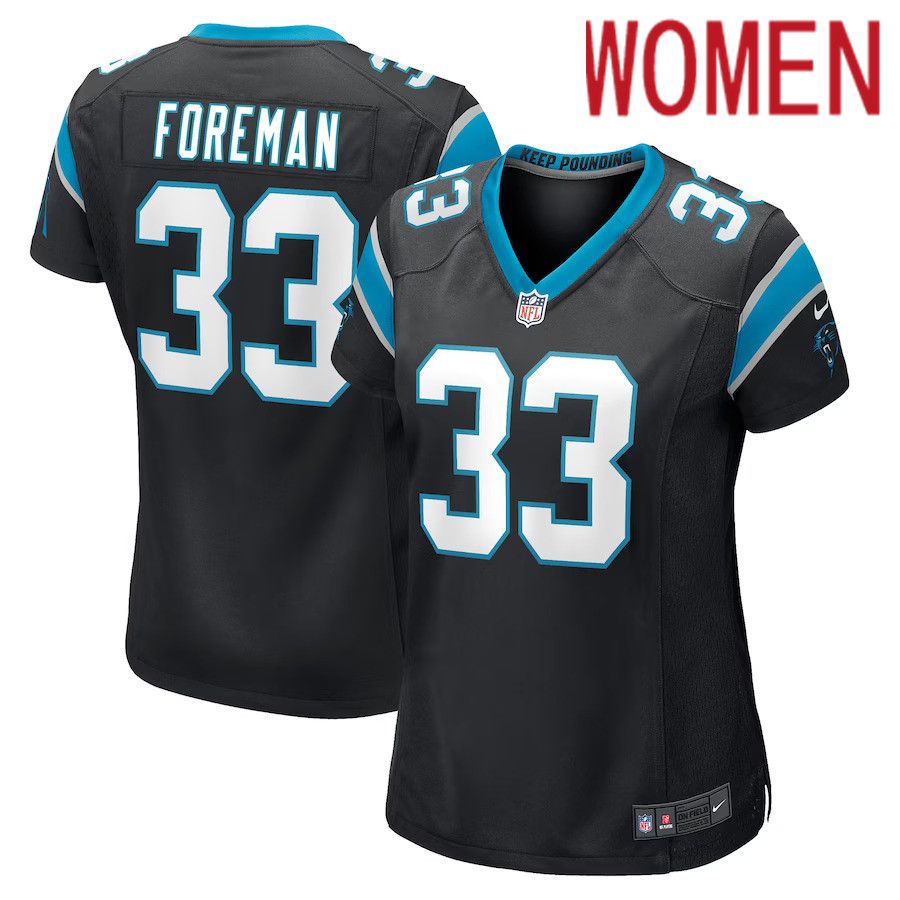 Women Carolina Panthers #33 D Onta Foreman Nike Black Game Player NFL Jersey